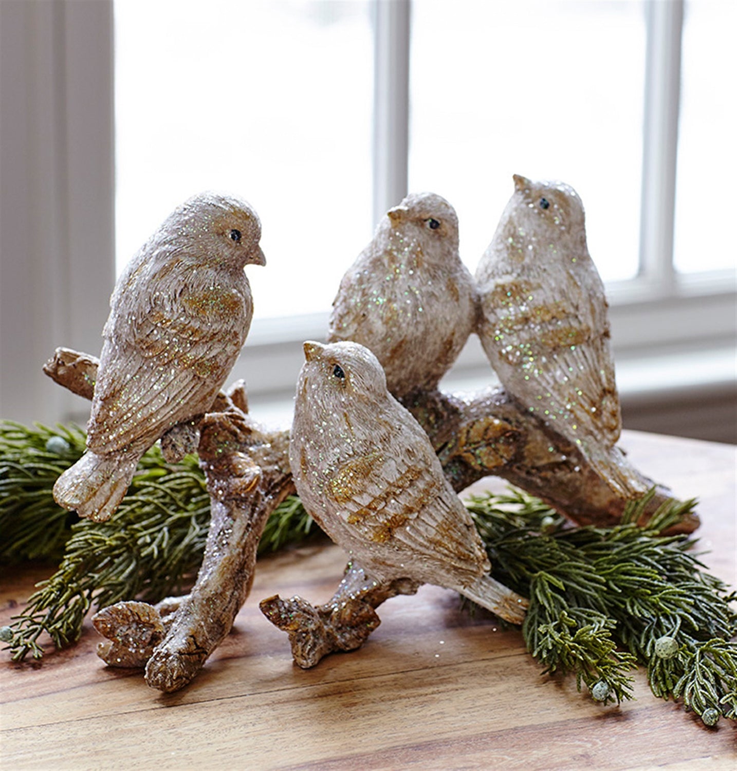 Birds On Branch (Set Of 2) 11"Lx6.5"H Polyresin