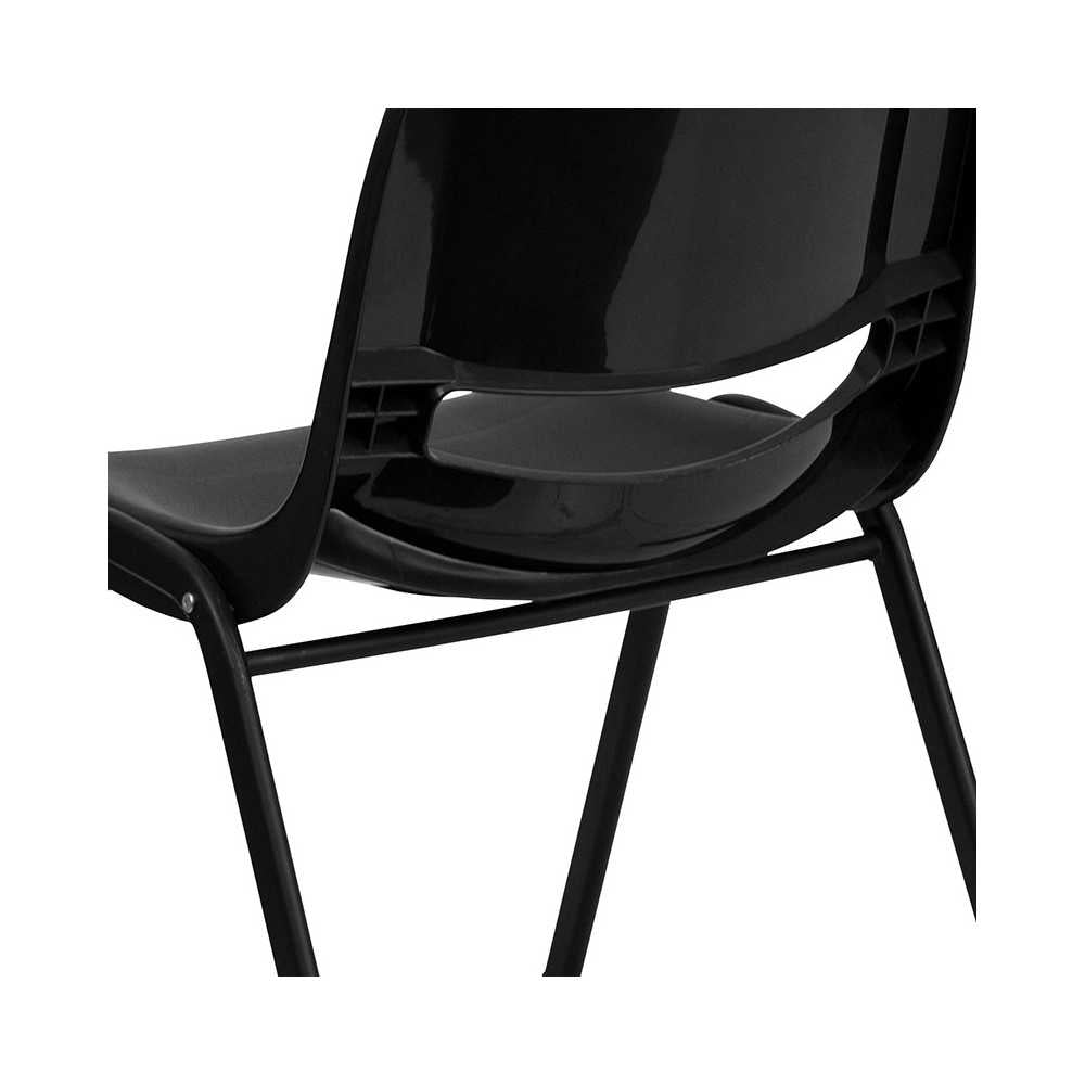 661 lb. Capacity Black Ergonomic Shell Stack Chair with Black Frame and 16'' Seat Height