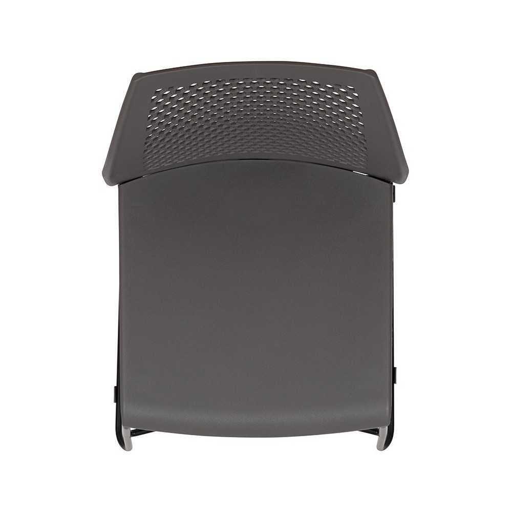 661 lb. Capacity Gray Stack Chair with Air-Vent Back and Black Powder Coated Sled Base
