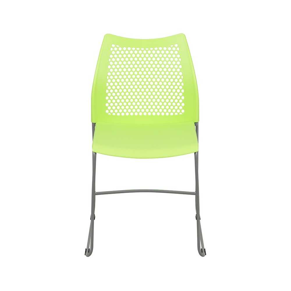 661 lb. Capacity Green Stack Chair with Air-Vent Back and Gray Powder Coated Sled Base