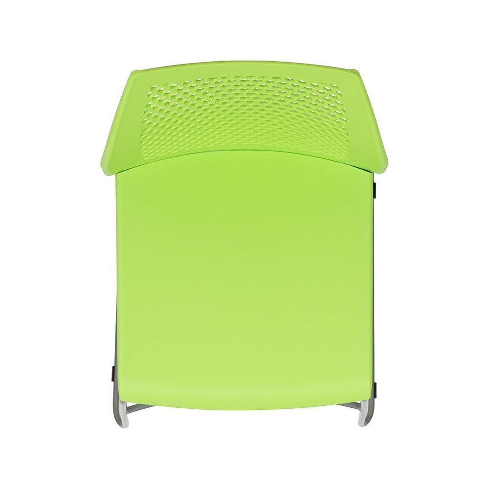661 lb. Capacity Green Stack Chair with Air-Vent Back and Gray Powder Coated Sled Base