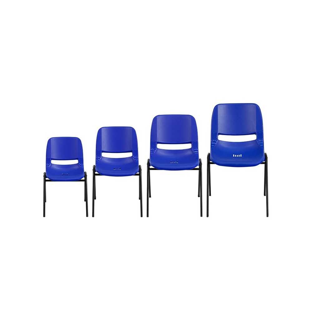 661 lb. Capacity Navy Ergonomic Shell Stack Chair with Black Frame and 16'' Seat Height