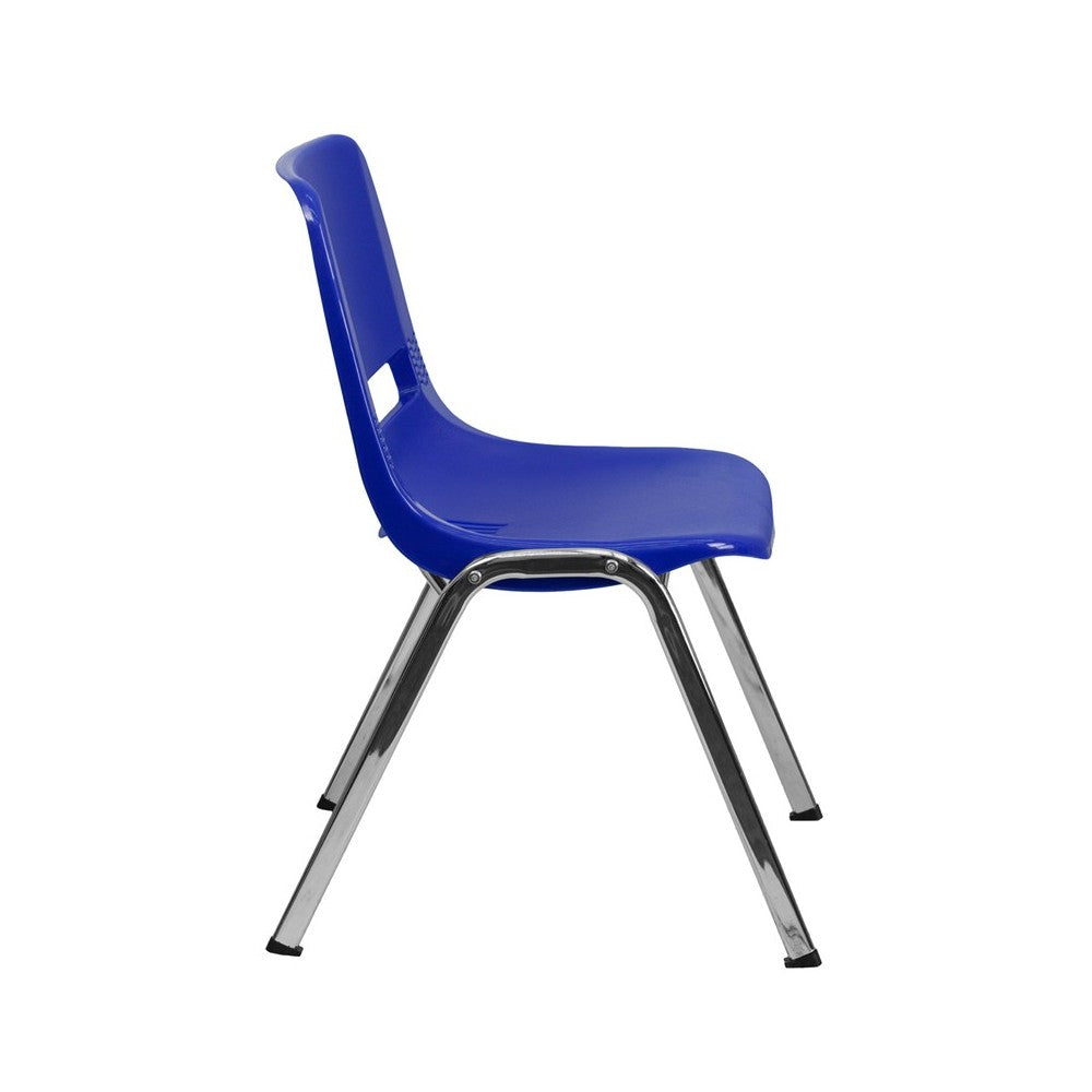 661 lb. Capacity Navy Ergonomic Shell Stack Chair with Chrome Frame and 16'' Seat Height