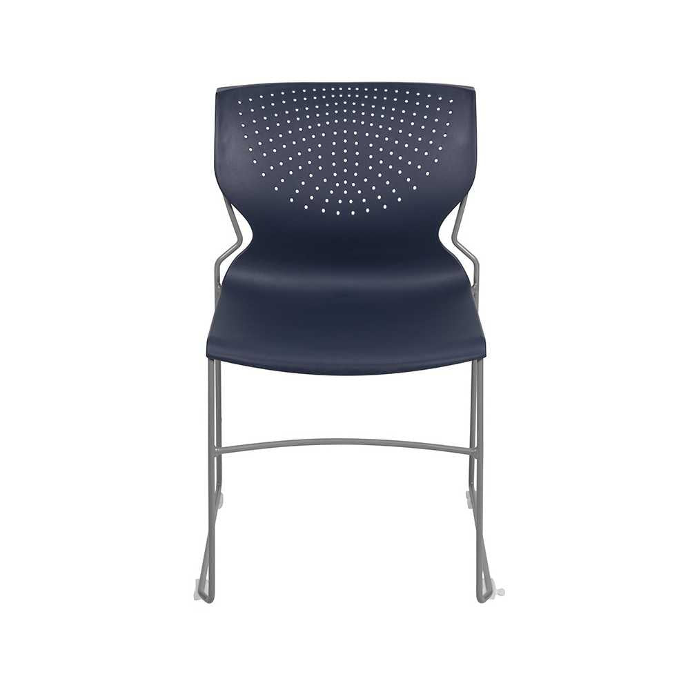 661 lb. Capacity Navy Full Back Stack Chair with Gray Powder Coated Frame