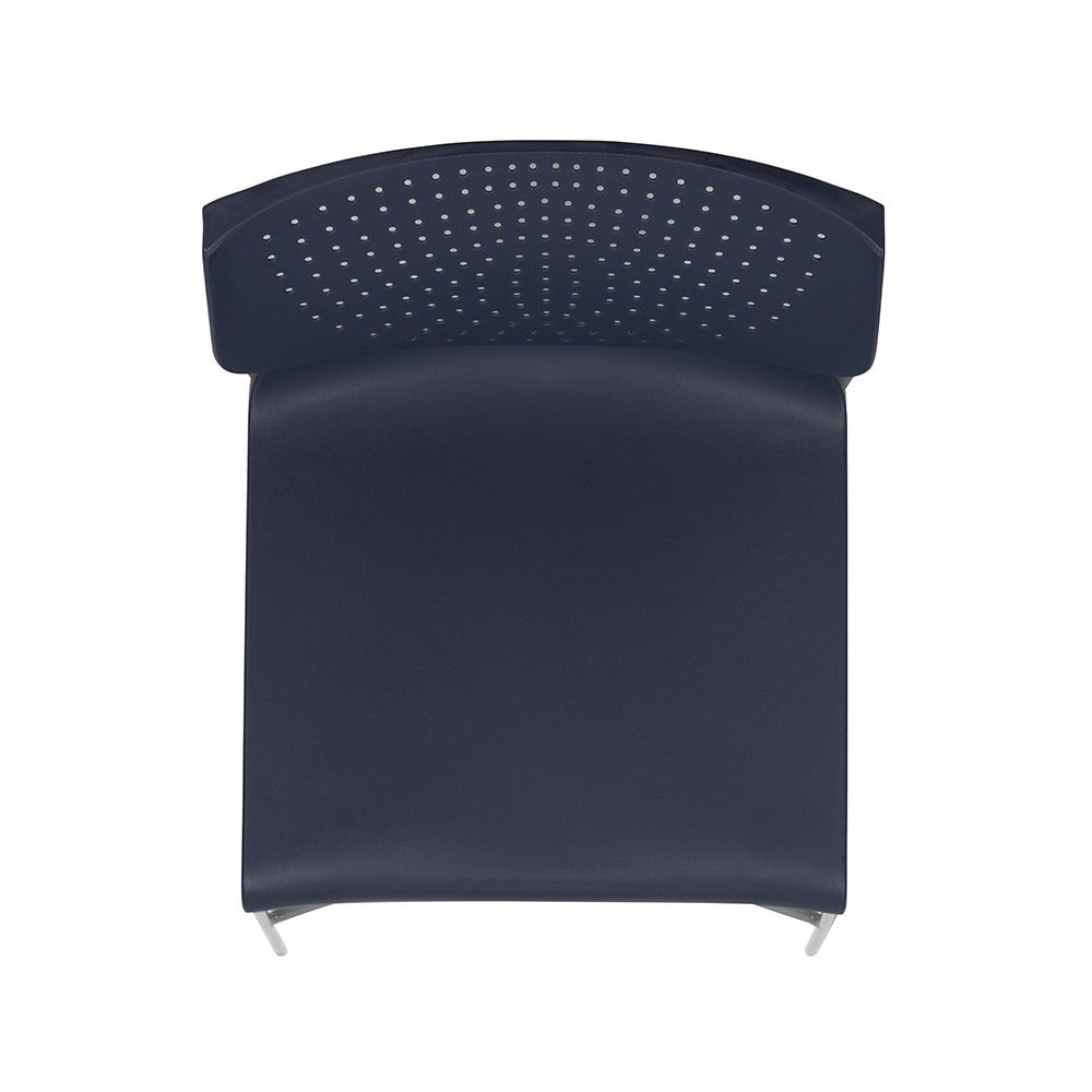 661 lb. Capacity Navy Full Back Stack Chair with Gray Powder Coated Frame