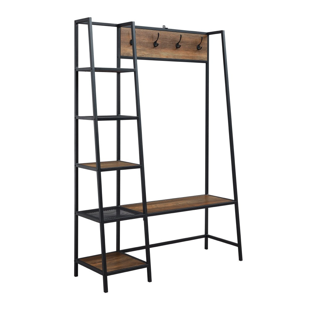 68" Rustic Wood Hall Tree - Rustic Oak