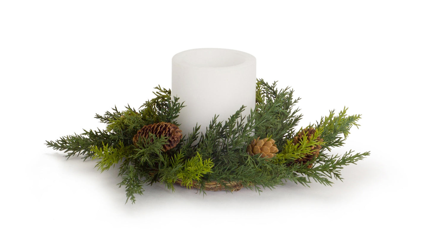 Arborvitae Candle Wreath (Set Of 6) 11"D Plastic (Fits 4" Candle)