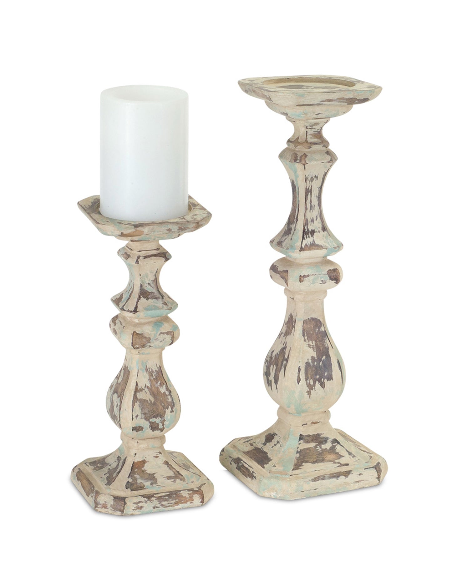 Candle Holder (Set Of 2) 10", 14"H Polystone