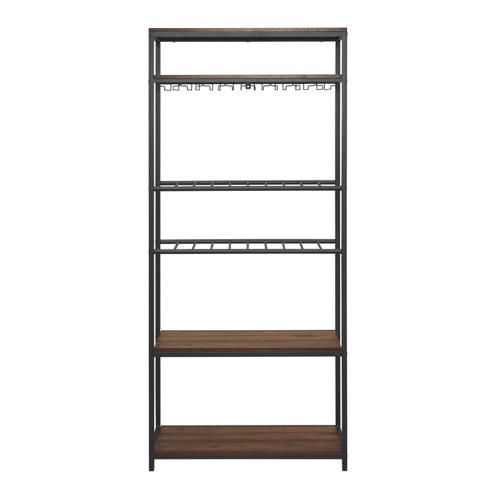 69" Wine Bottle and Stemware Storage Shelf - Dark Walnut