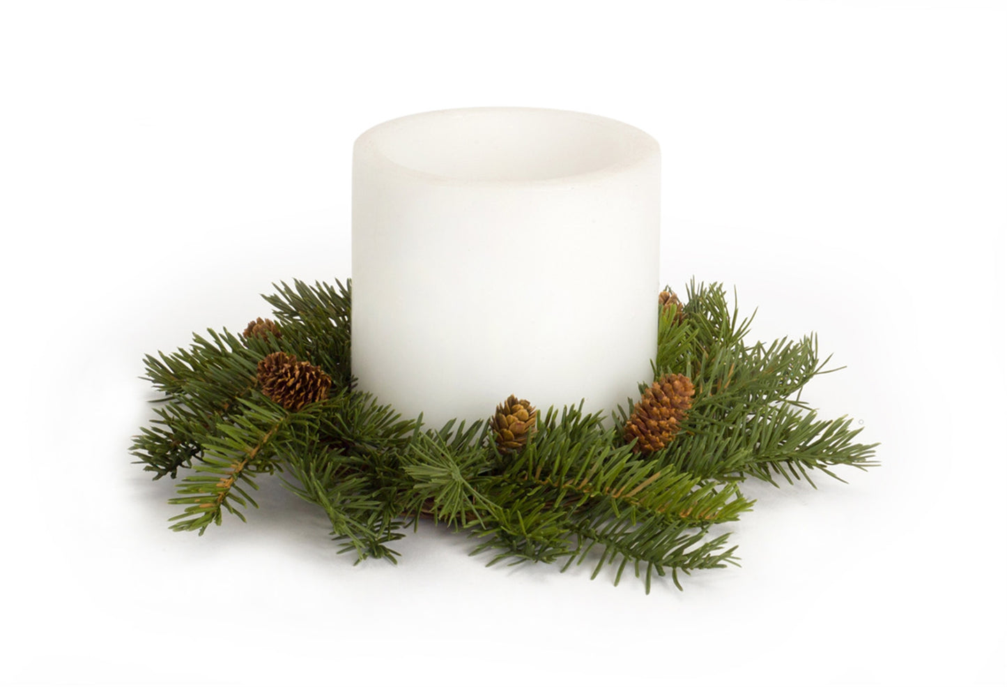 Pine Candle Wreath (Set Of 4) 13"D Plastic (Fits 6" Candle)