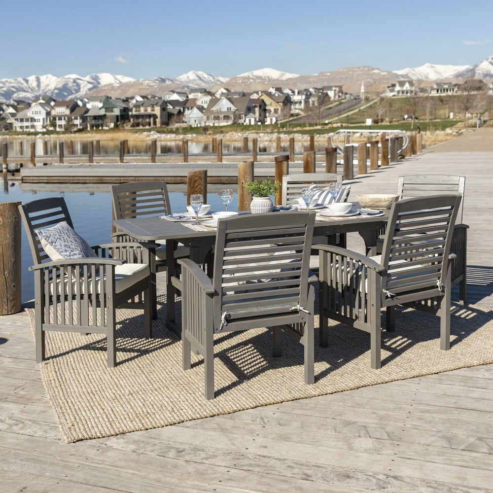 7-Piece Classic Outdoor Patio Dining Set - Gray Wash