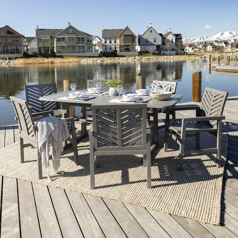 7-Piece Extendable Outdoor Patio Dining Set - Gray Wash