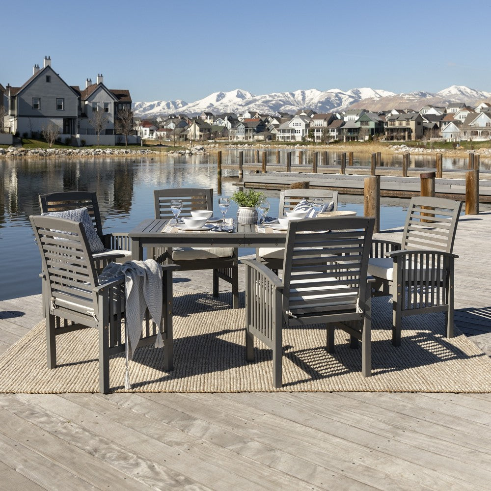 7-Piece Modern Outdoor Patio Dining Set - Gray Wash