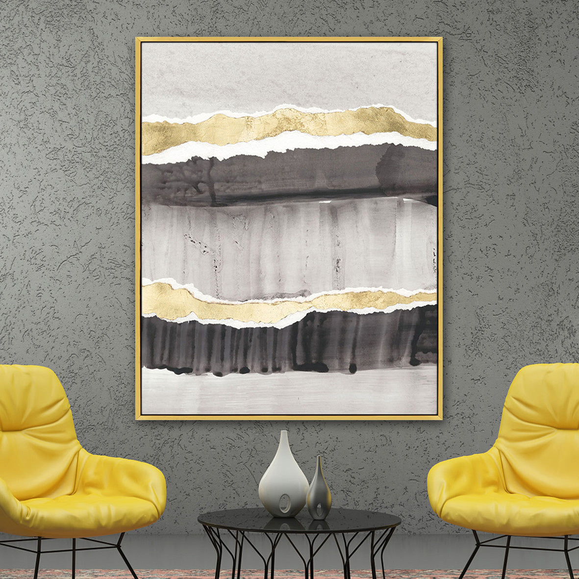 32x40 Handpainted Abstract Canvas, Gray