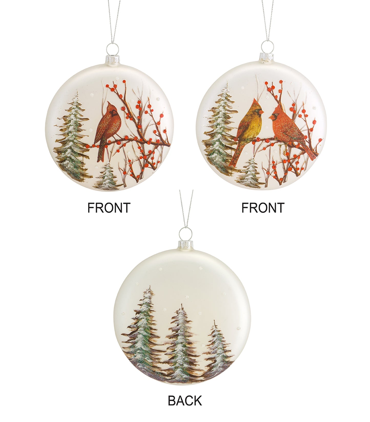Cardinal/Tree Ornament (Set Of 12) 5.5"H Glass