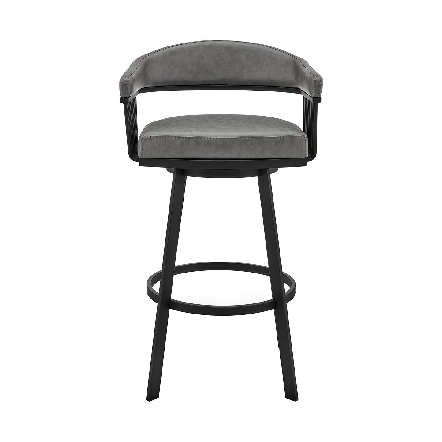 Bronson 25" Counter Height Swivel Bar Stool in Gray Faux Leather