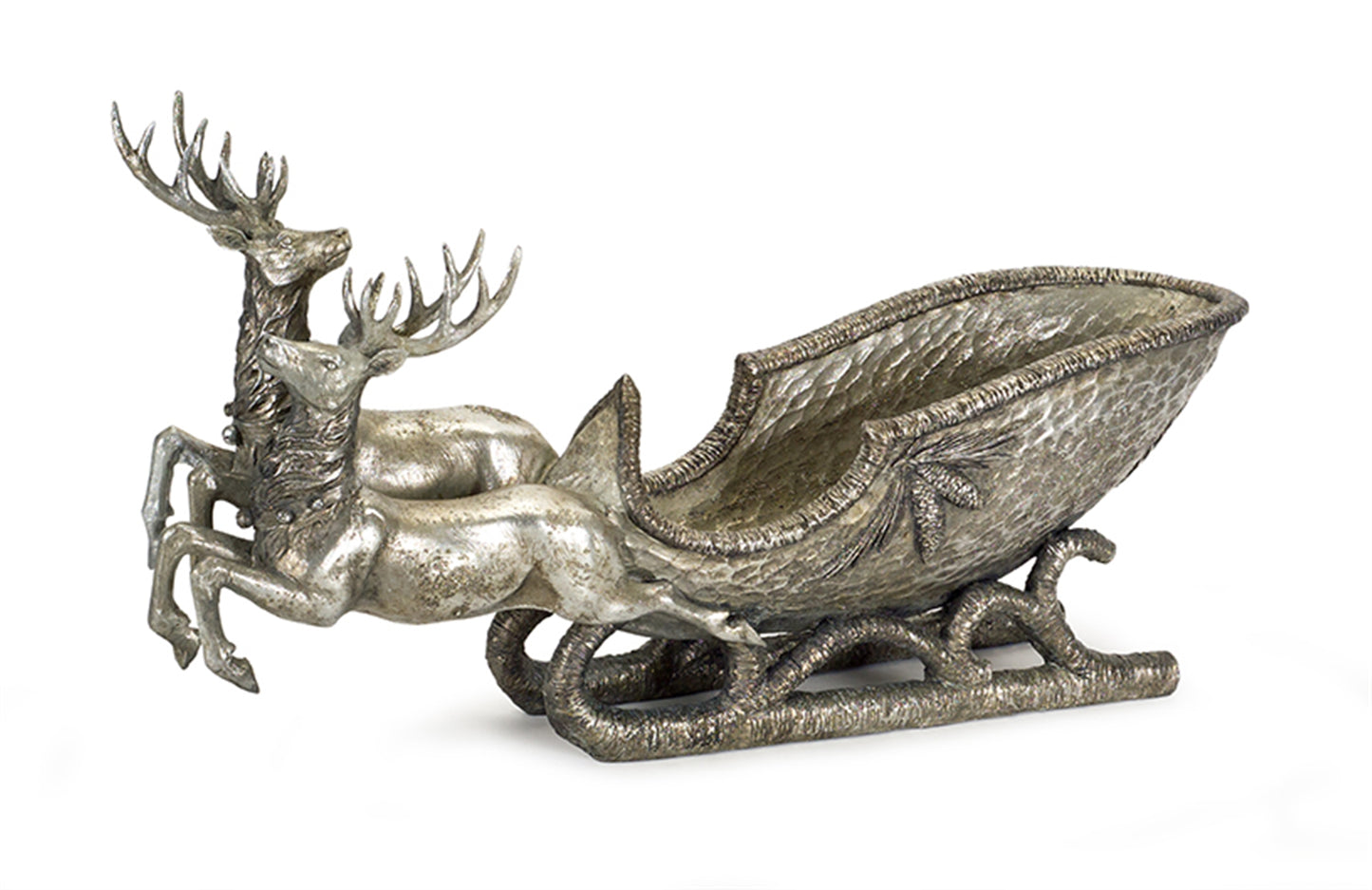 Deer With Sleigh 25"L x 13.75"H Resin