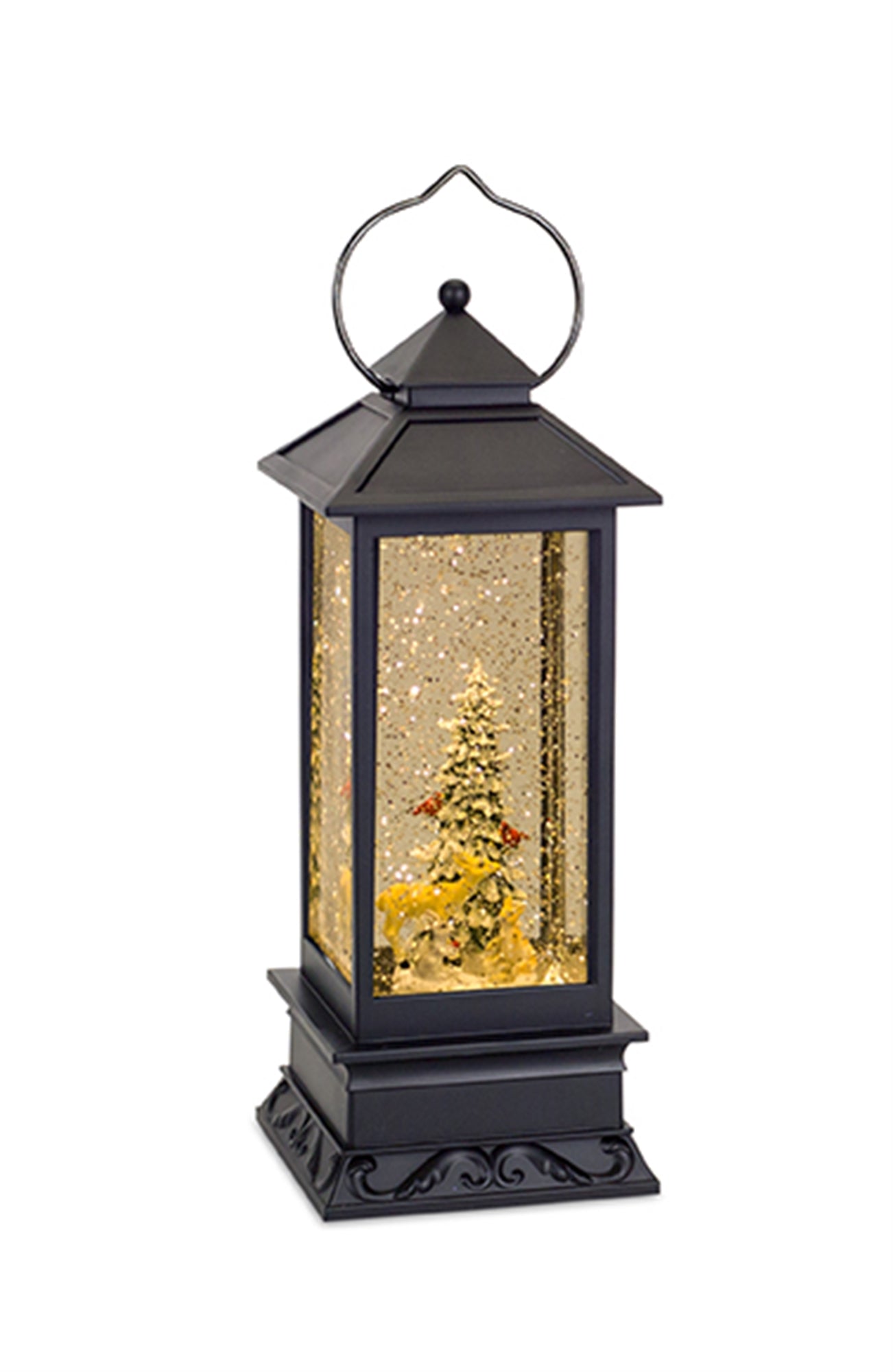 Lantern Snow Globe With Tree And Animals 10.5"H Plastic