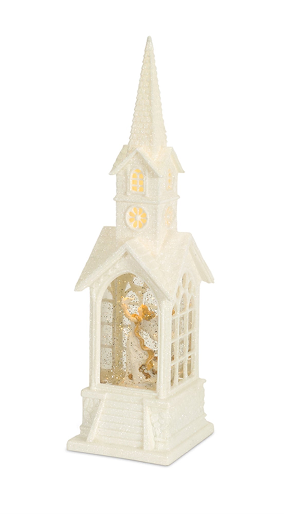 Church Snow Globe With Angel 16.25"H Plastic