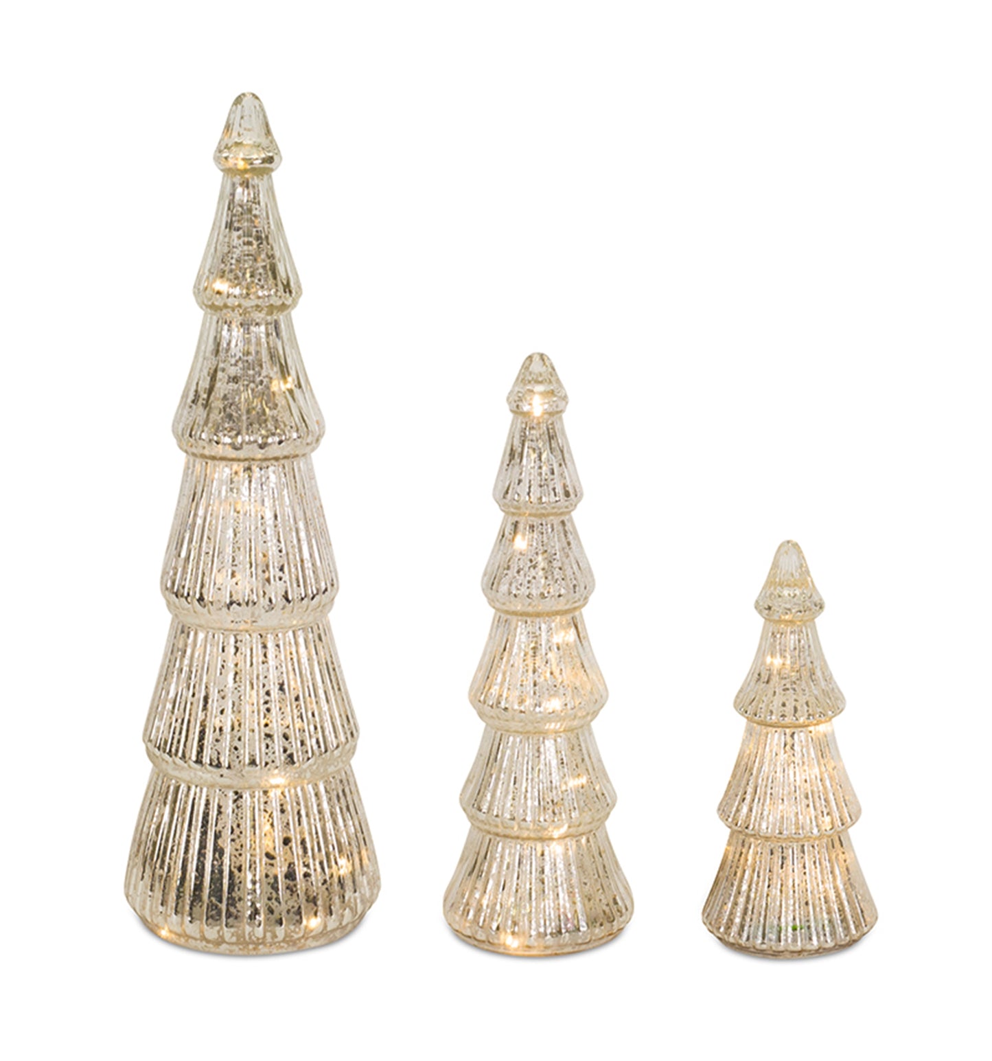 Tabletop Tree (Set Of 3) 10"H, 14"H, 19"H Glass