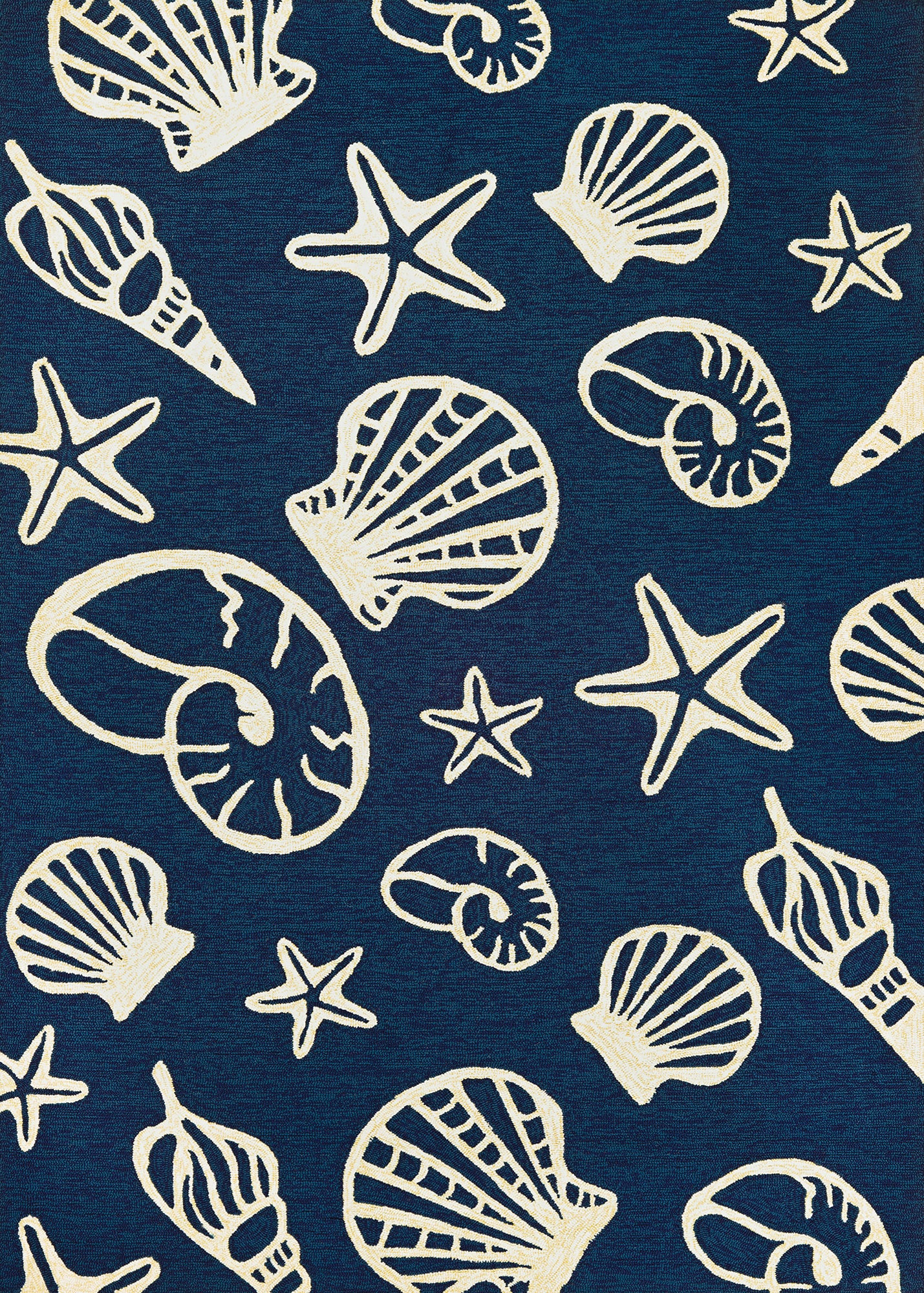 Couristan Outdoor Escape Cardita Shells Navy-Ivory Runner Rug 2'6" x 8'6"