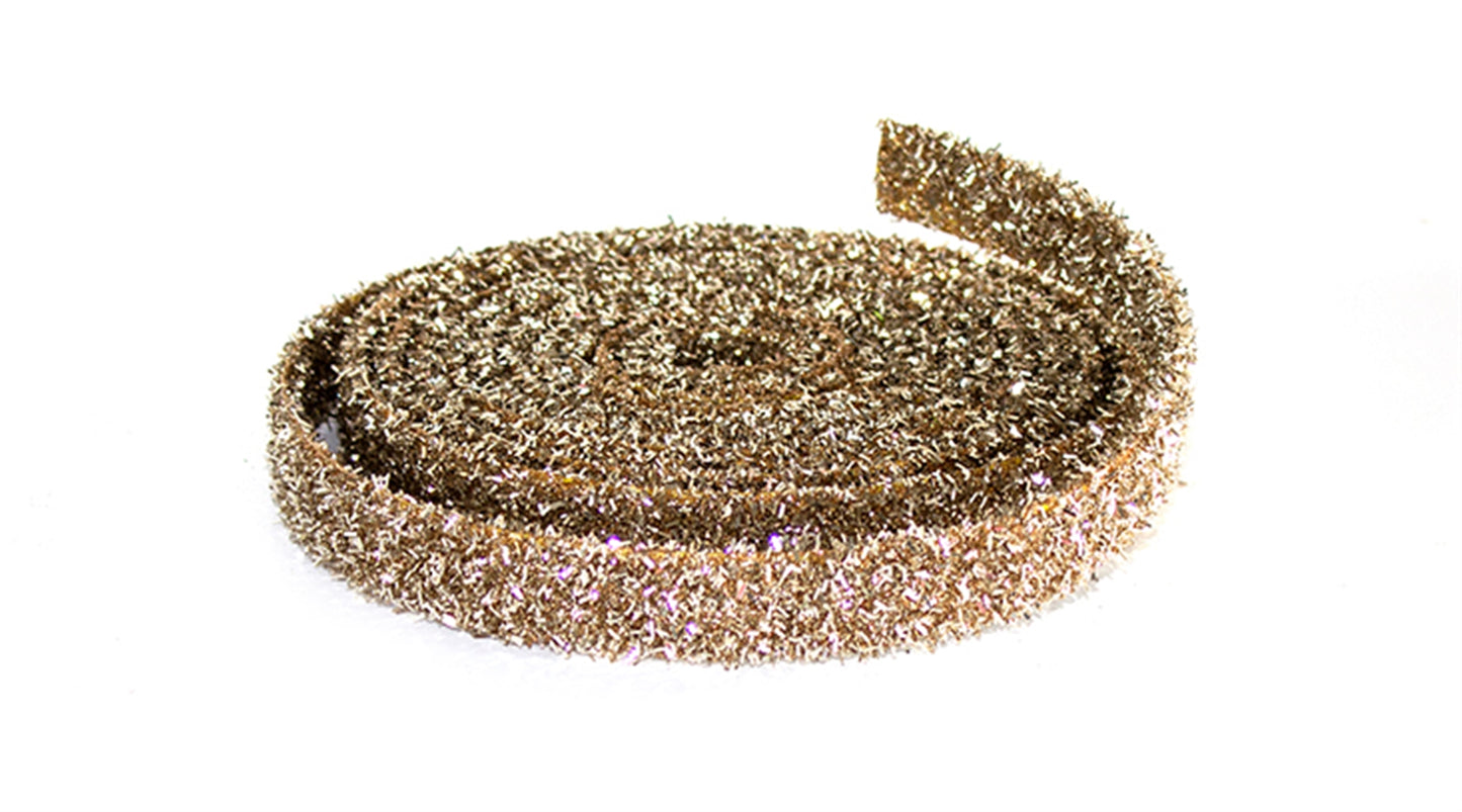 Glitter Rope (12 Rolls) 1" x 15'L Plastic, Gold