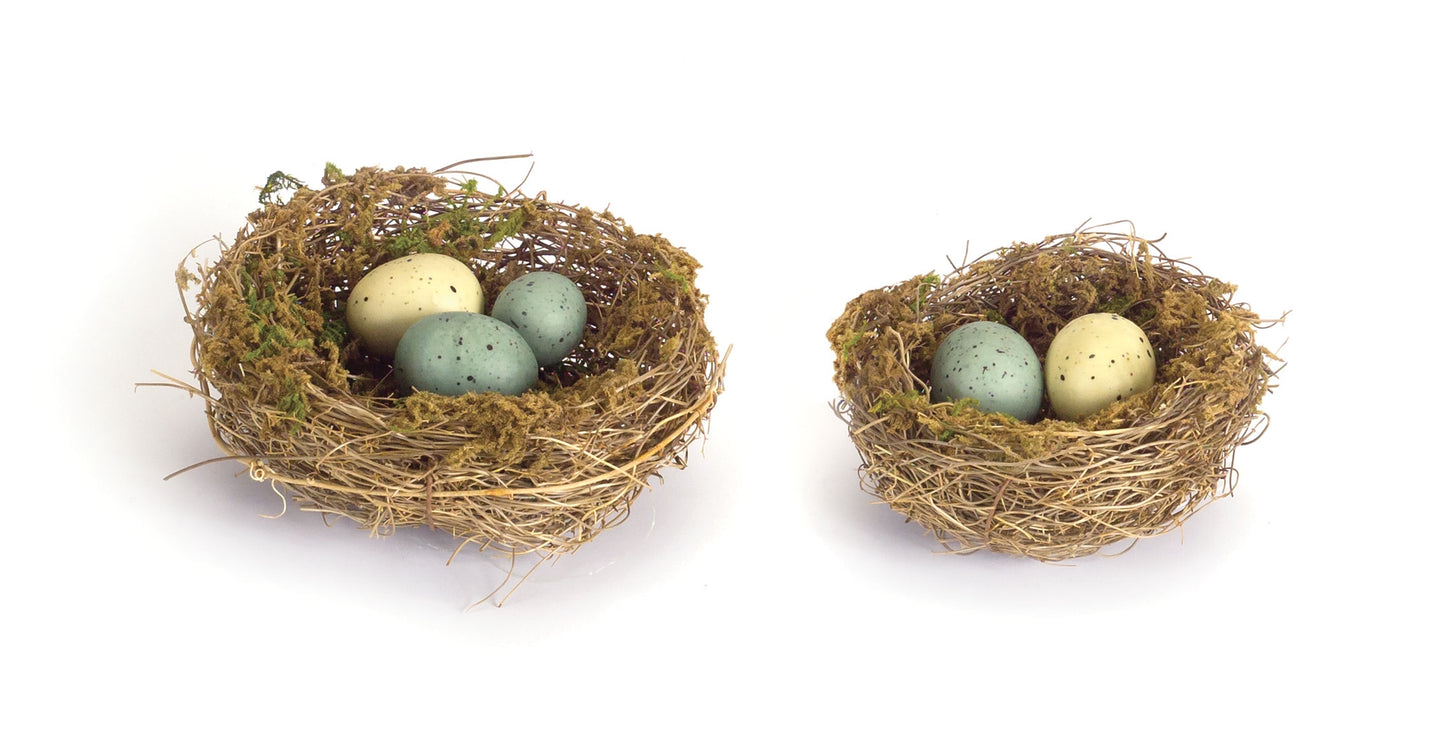 Nest With Eggs (Set Of 12) 4"D, 5.5"D Angel Vine