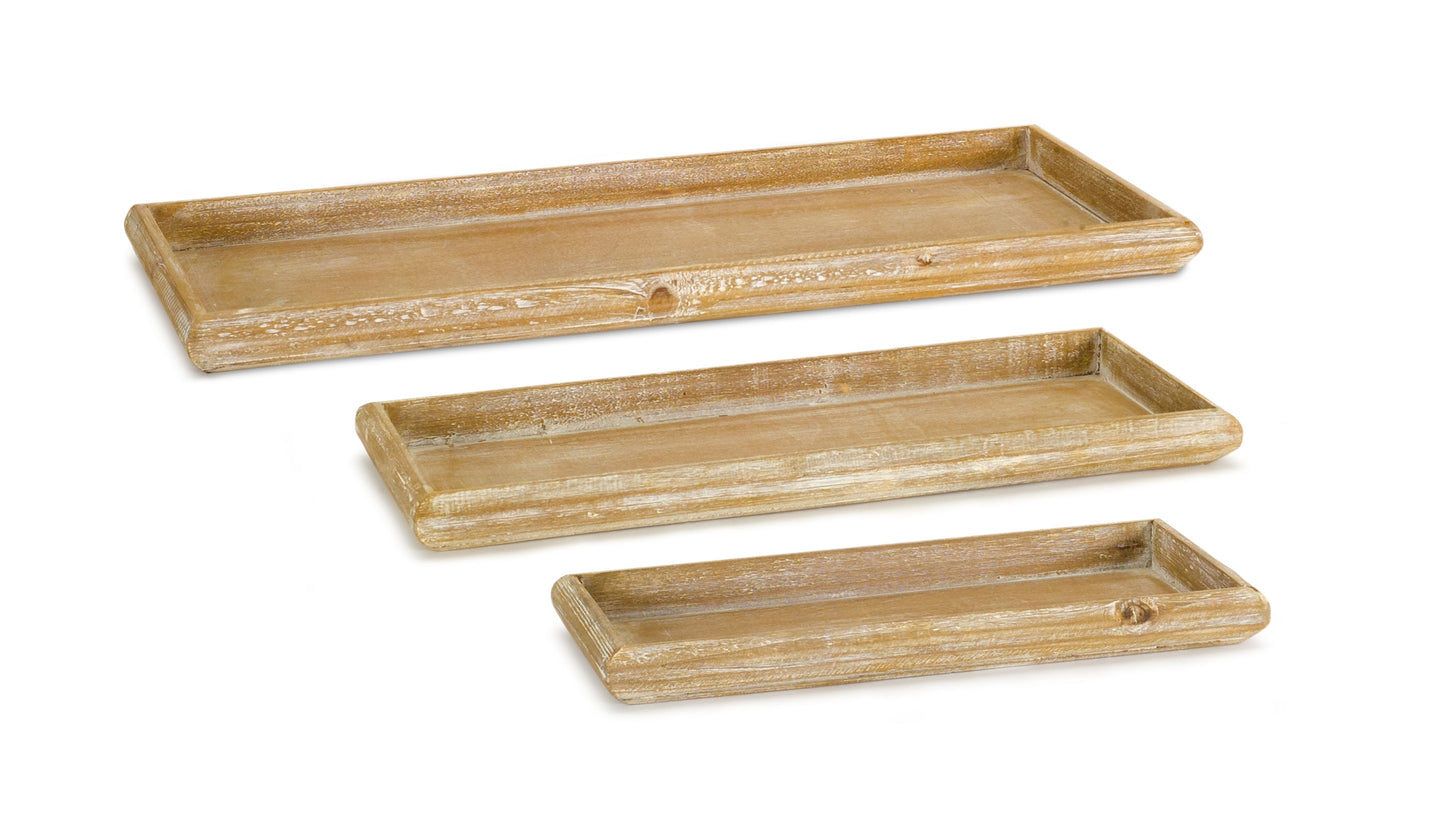 Tray (Set Of 6) 12.5"L, 15.75"L, 19.25"L Wood