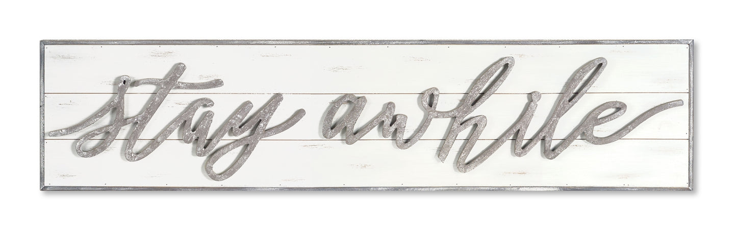 Stay Awhile Sign 48" x 11.25"H Wood/Mdf