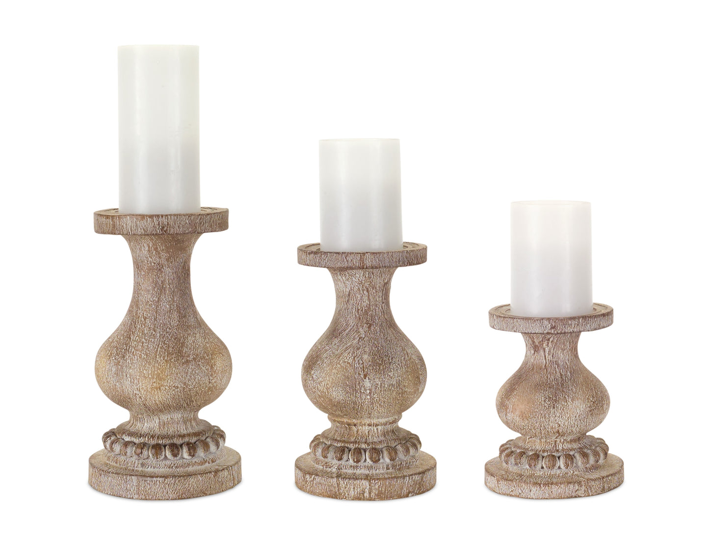 Candle Holder (Set Of 3) 6.5"H, 8.75"H, 10"H Resin