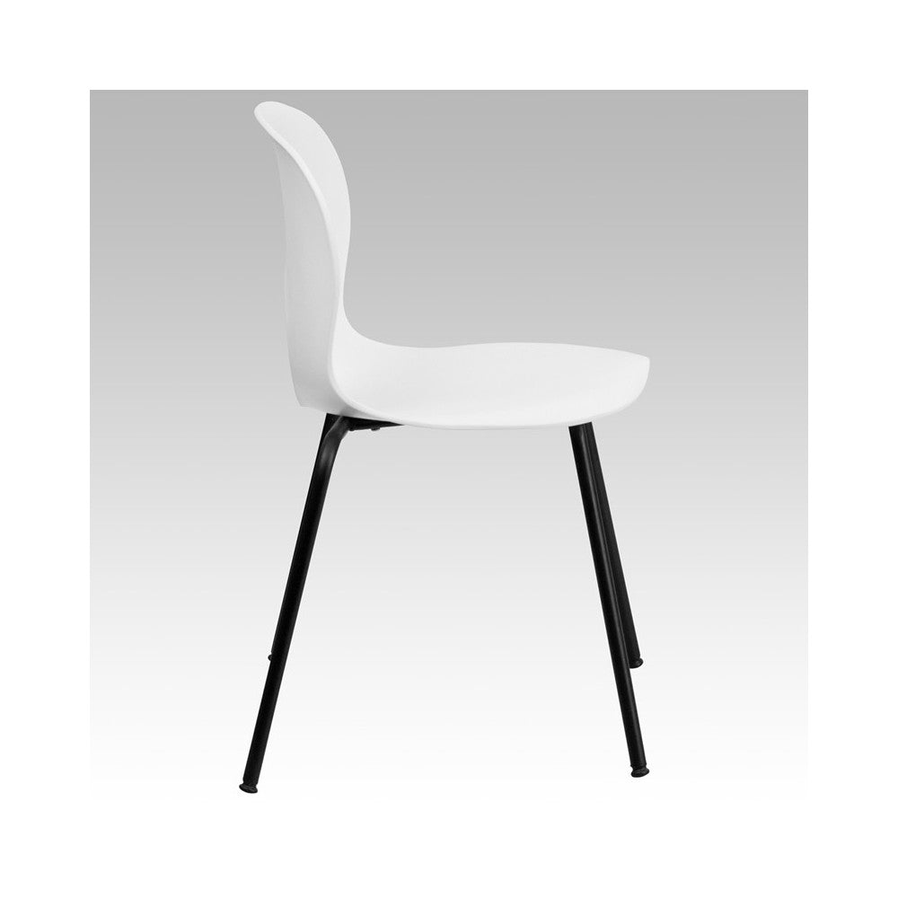 770 lb. Capacity Designer White Plastic Stack Chair with Black Frame
