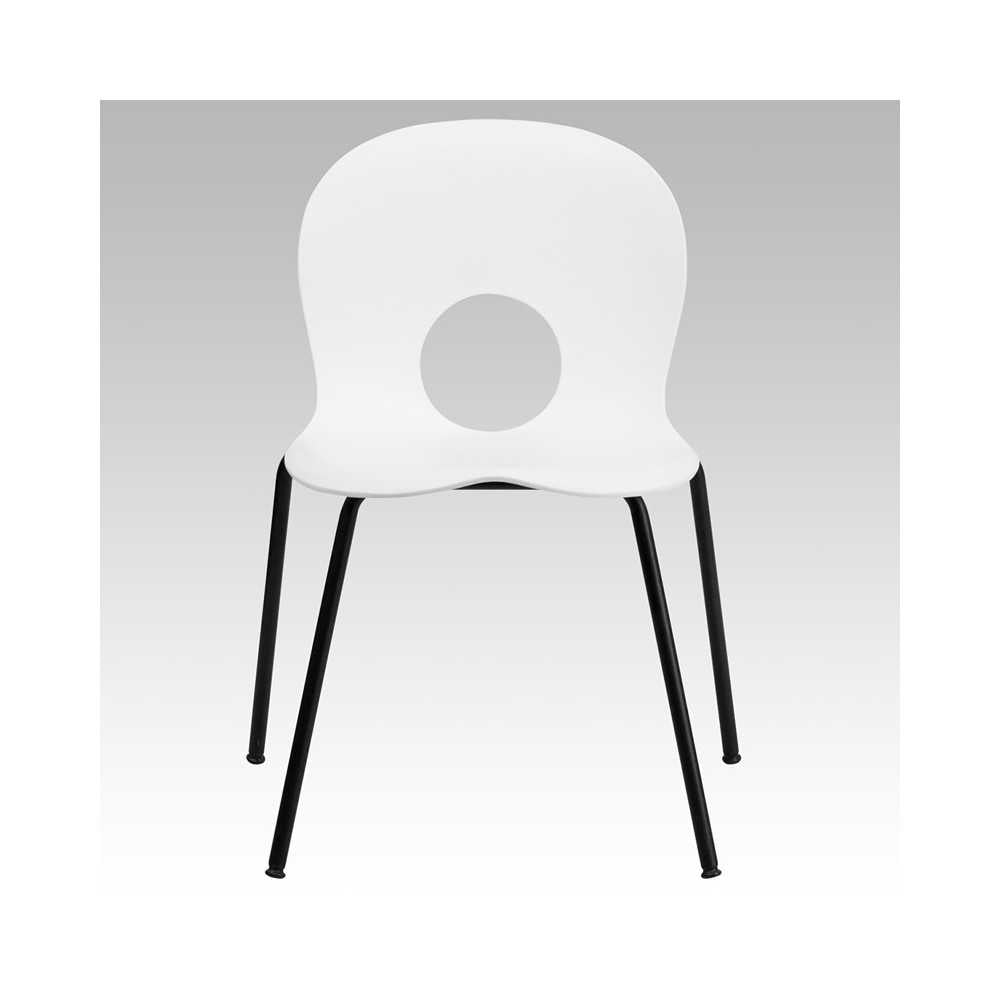 770 lb. Capacity Designer White Plastic Stack Chair with Black Frame