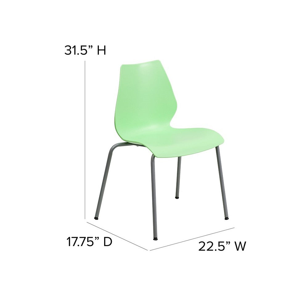 770 lb. Capacity Green Stack Chair with Lumbar Support and Silver Frame