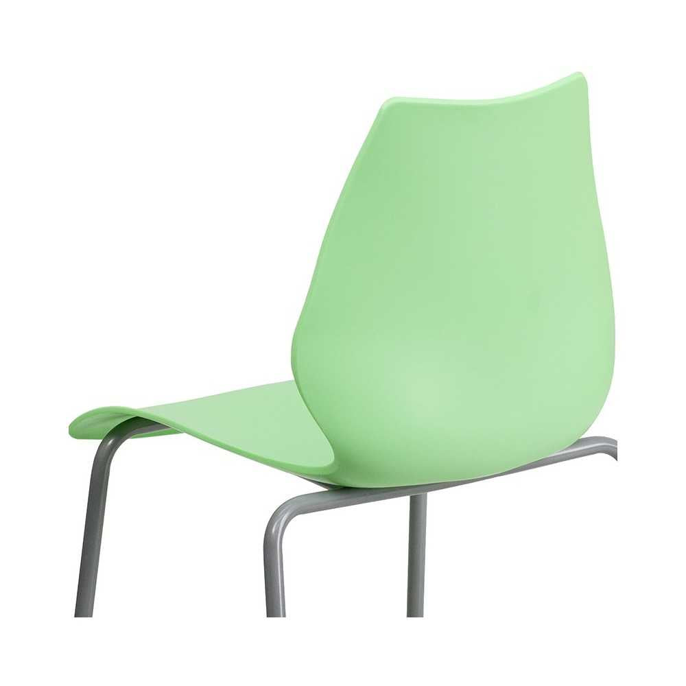 770 lb. Capacity Green Stack Chair with Lumbar Support and Silver Frame