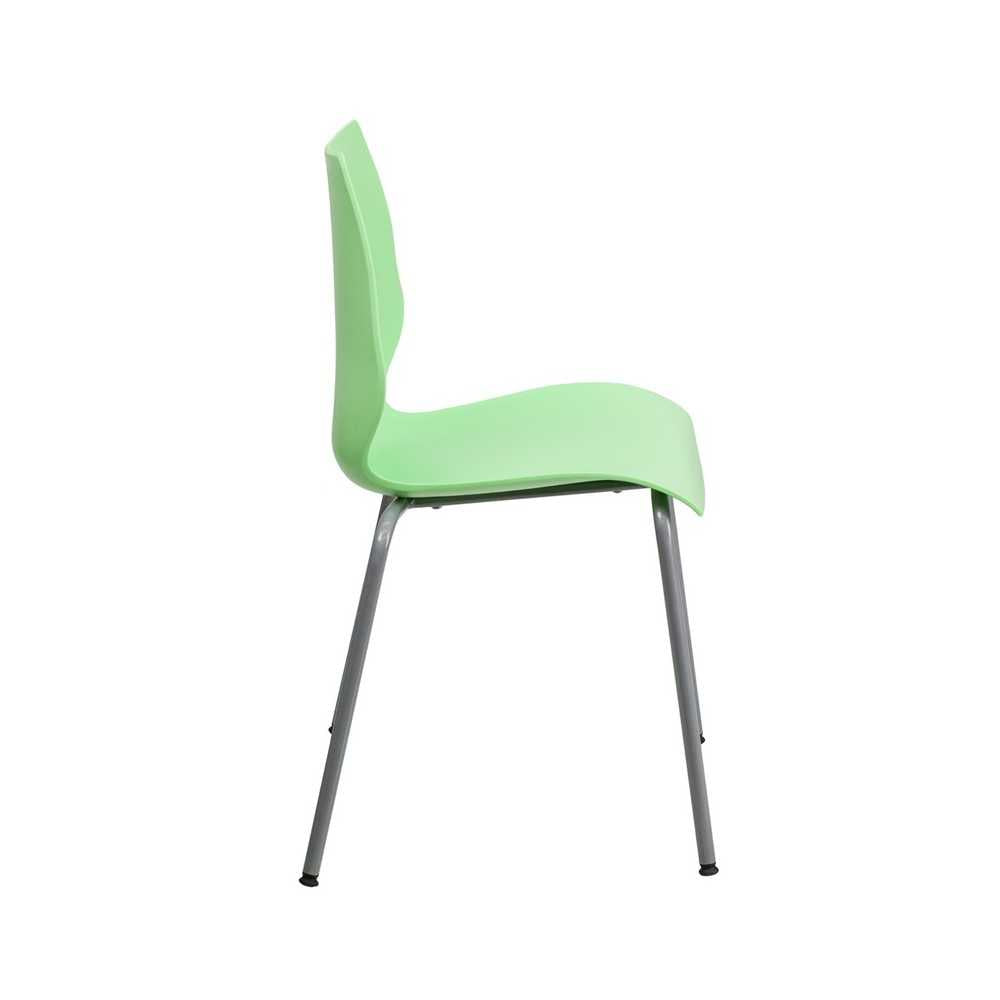 770 lb. Capacity Green Stack Chair with Lumbar Support and Silver Frame