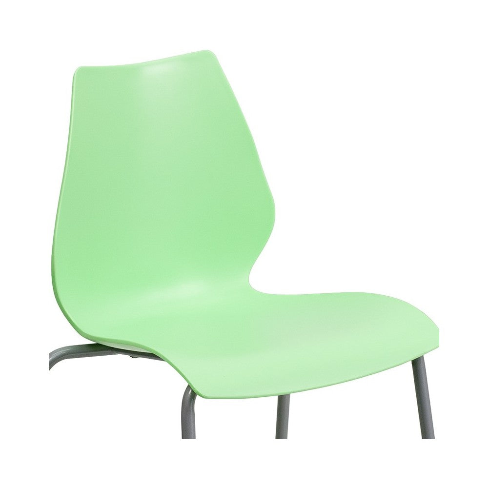 770 lb. Capacity Green Stack Chair with Lumbar Support and Silver Frame