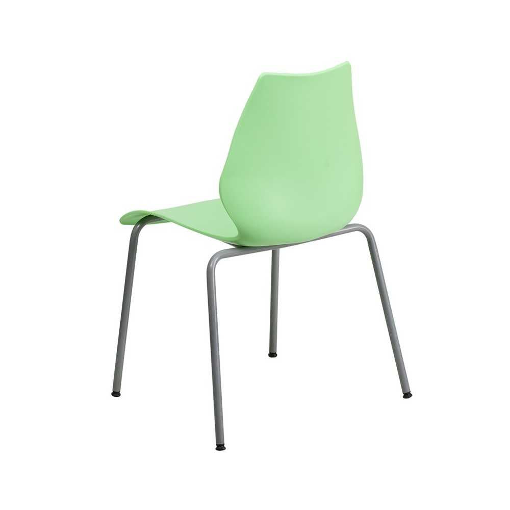 770 lb. Capacity Green Stack Chair with Lumbar Support and Silver Frame