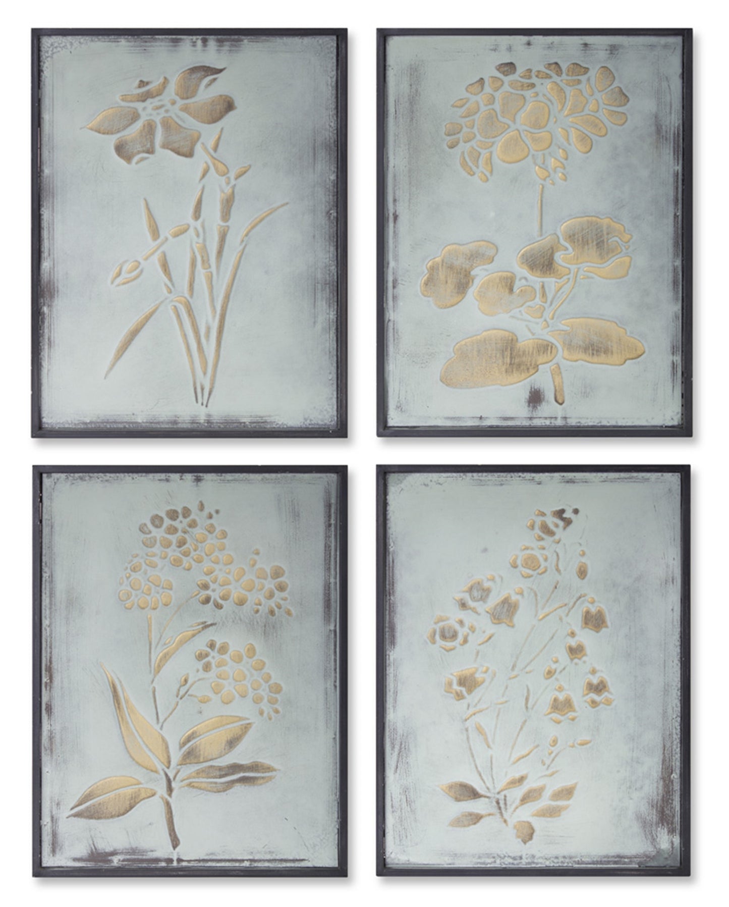 Framed Floral (Set Of 4) 11.75" x 15.75"H Iron