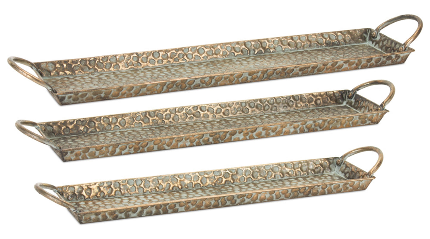 Tray (Set Of 3) 21.5"L, 23.75"L, 26"L Metal