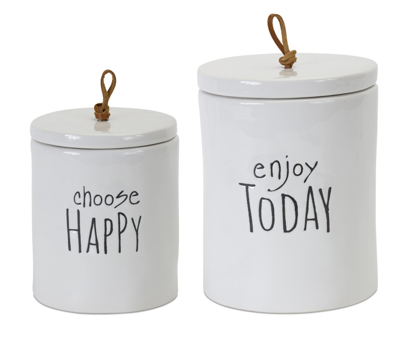 Canister (Set Of 2) 5.75"H, 7.25"H Stoneware