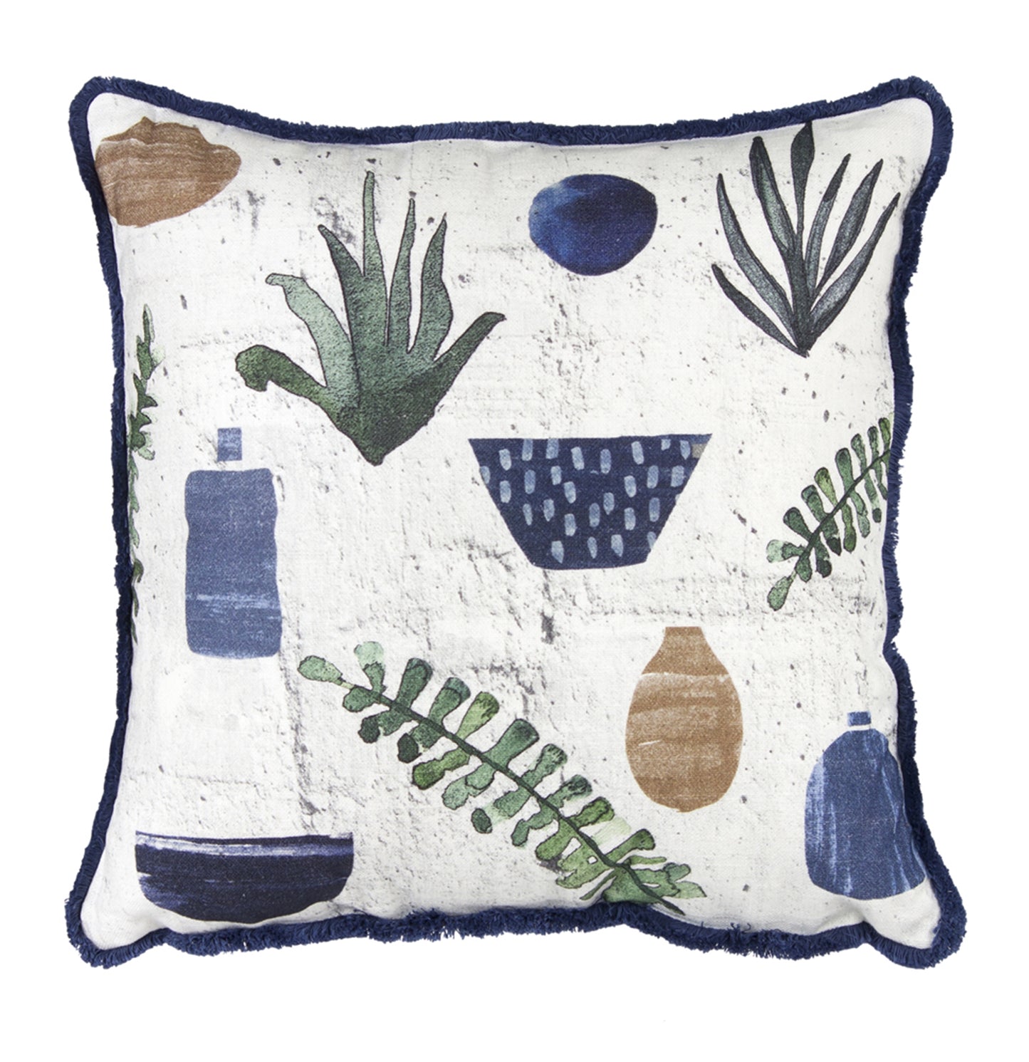 Pillow (Set Of 2) 15" Cotton, White, Blue, Green