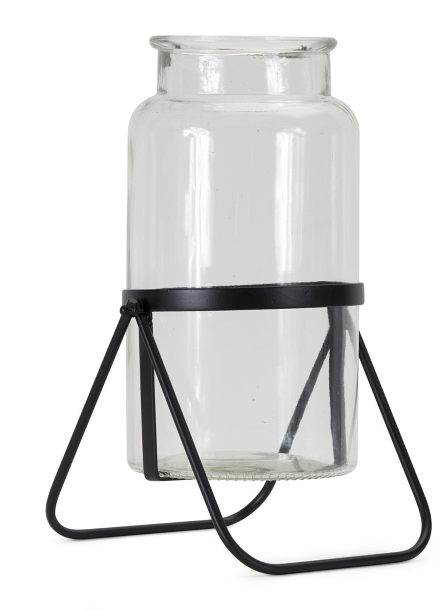 Vase In Stand (Set Of 2) 14"H Metal/Glass