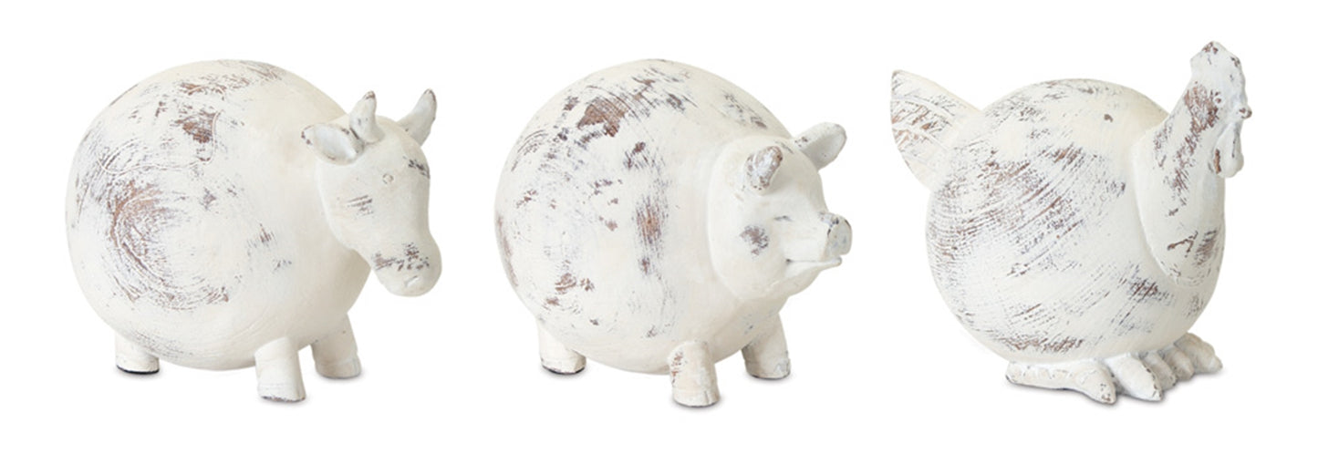 Farm Animal (Set Of 3) 4.5"H Resin/Stone Powder