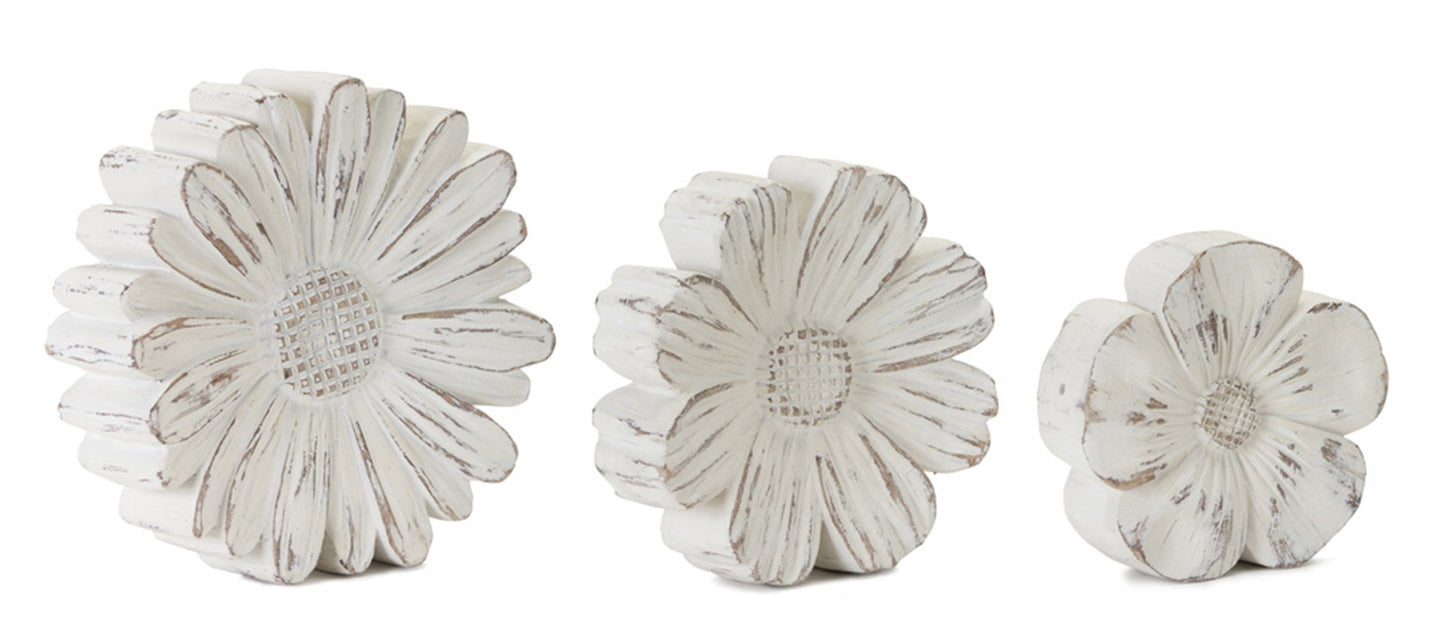 Flower (Set Of 3)5"H, 6"H, 7"H Resin/Stone Powder