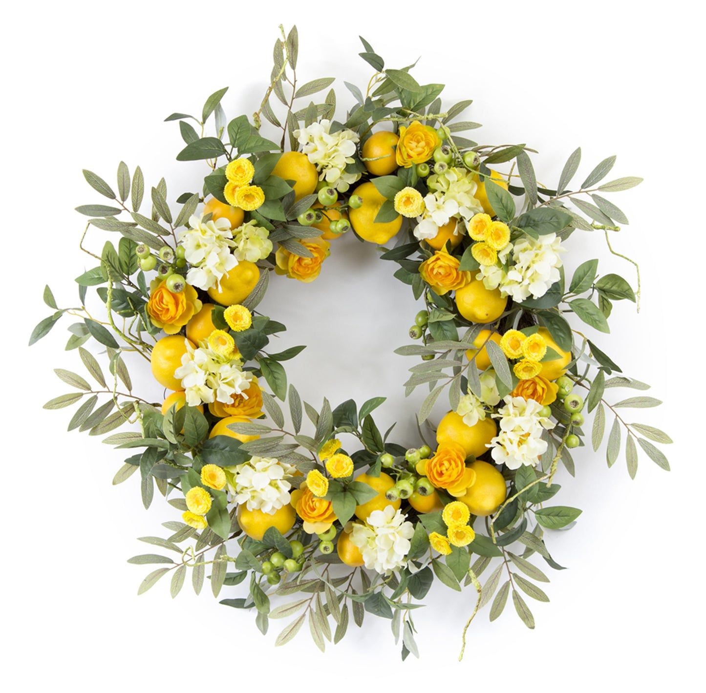 Lemon/Floral Wreath 28"D Foam/Plastic