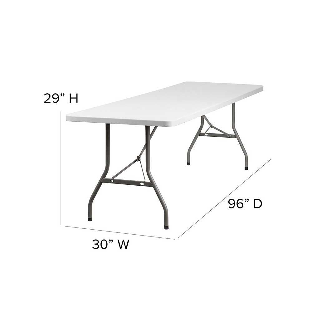 8-Foot Granite White Plastic Folding Table