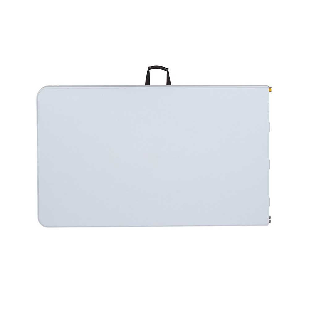 8-Foot Height Adjustable Bi-Fold Granite White Plastic Banquet and Event Folding Table with Carrying Handle