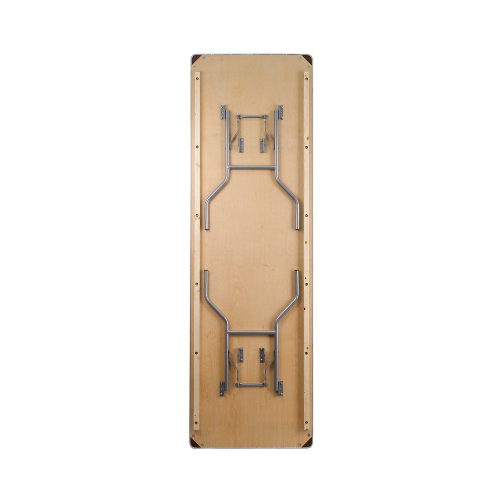8-Foot Rectangular HEAVY DUTY Birchwood Folding Banquet Table with METAL Edges and Protective Corner Guards