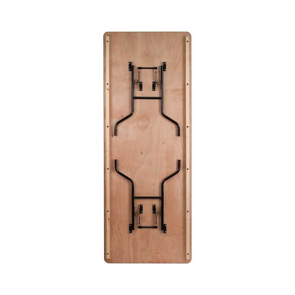 8-Foot Rectangular Wood Folding Banquet Table with Clear Coated Finished Top