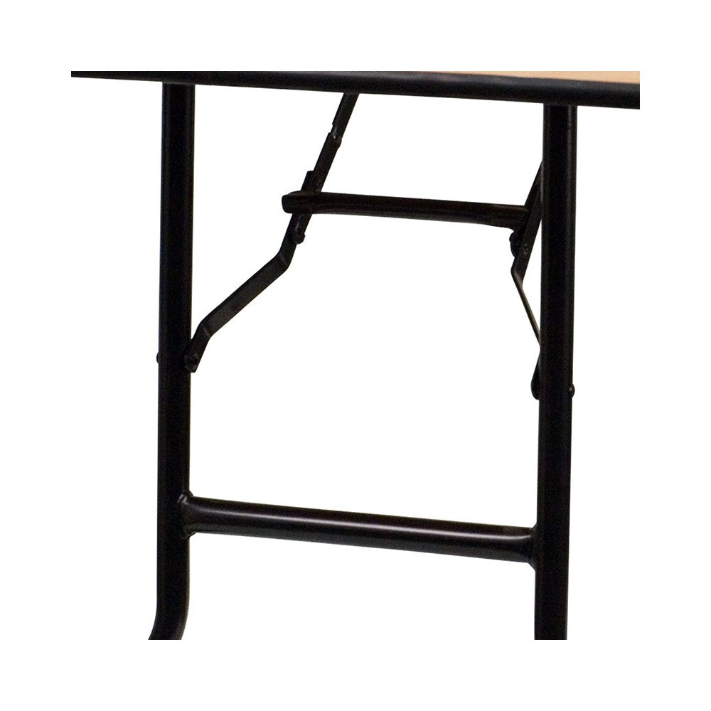 8-Foot Rectangular Wood Folding Banquet Table with Clear Coated Finished Top